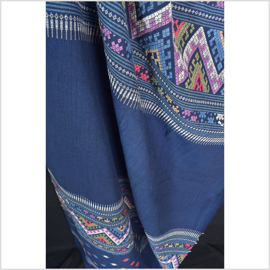 Tribal hilltribe runner tapestry, Laos Tai Lue boho textile, gray, brown, beige wedding gift blanket cotton throw natural dye ethnic decor ii144