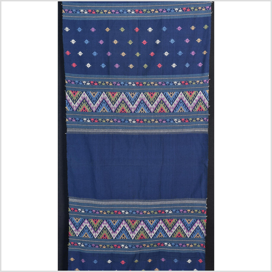Tribal hilltribe runner tapestry, Laos Tai Lue boho textile, gray, brown, beige wedding gift blanket cotton throw natural dye ethnic decor ii144