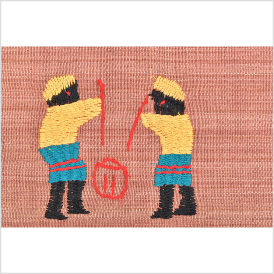 Huge blush pink cotton story quilt Naga tribal textile ethnic embroidered boho fabric Burma hill tribe tapestry Thailand India Hmong II155