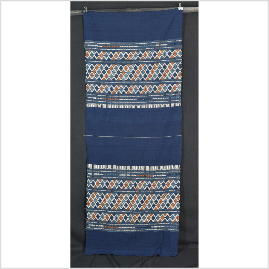 Tribal hilltribe runner tapestry, Laos Tai Lue boho textile, gray, brown, beige wedding gift blanket cotton throw natural dye ethnic decor ii195