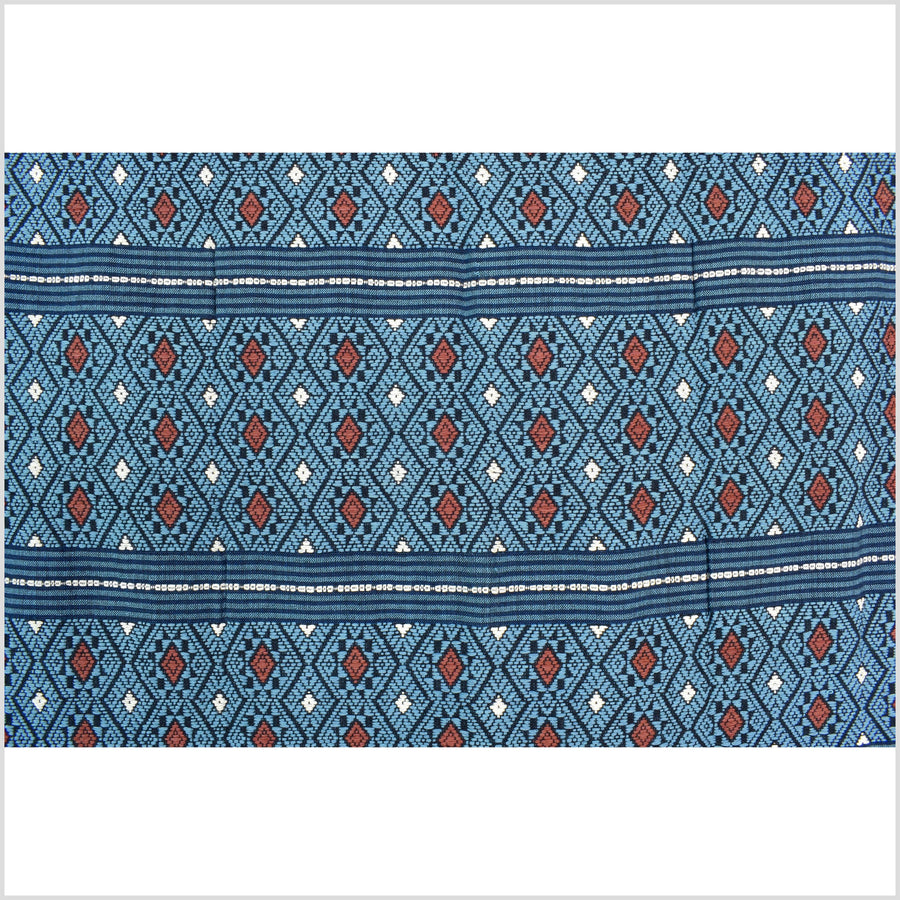 Tribal hilltribe runner tapestry, Laos Tai Lue boho textile, gray, brown, beige wedding gift blanket cotton throw natural dye ethnic decor ii197