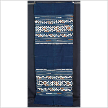 Tribal hilltribe runner tapestry, Laos Tai Lue boho textile, gray, brown, beige wedding gift blanket cotton throw natural dye ethnic decor ii198