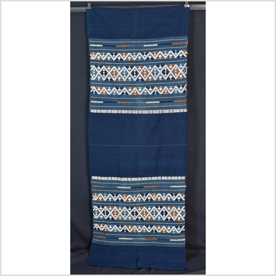 Tribal hilltribe runner tapestry, Laos Tai Lue boho textile, gray, brown, beige wedding gift blanket cotton throw natural dye ethnic decor ii198