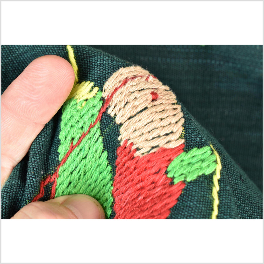 Evergreen cotton story quilt Naga tribal textile ethnic embroidered boho fabric Burma hill tribe tapestry Thailand India Hmong II19