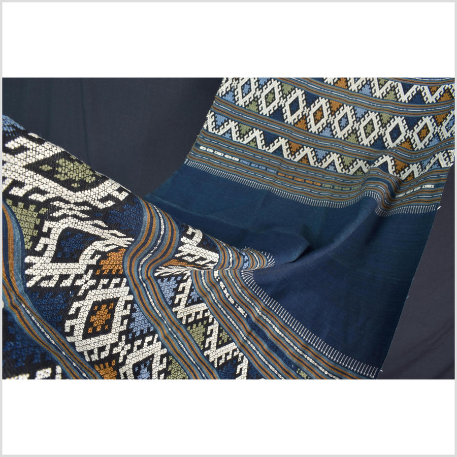 Tribal hilltribe runner tapestry, Laos Tai Lue boho textile, gray, brown, beige wedding gift blanket cotton throw natural dye ethnic decor ii200
