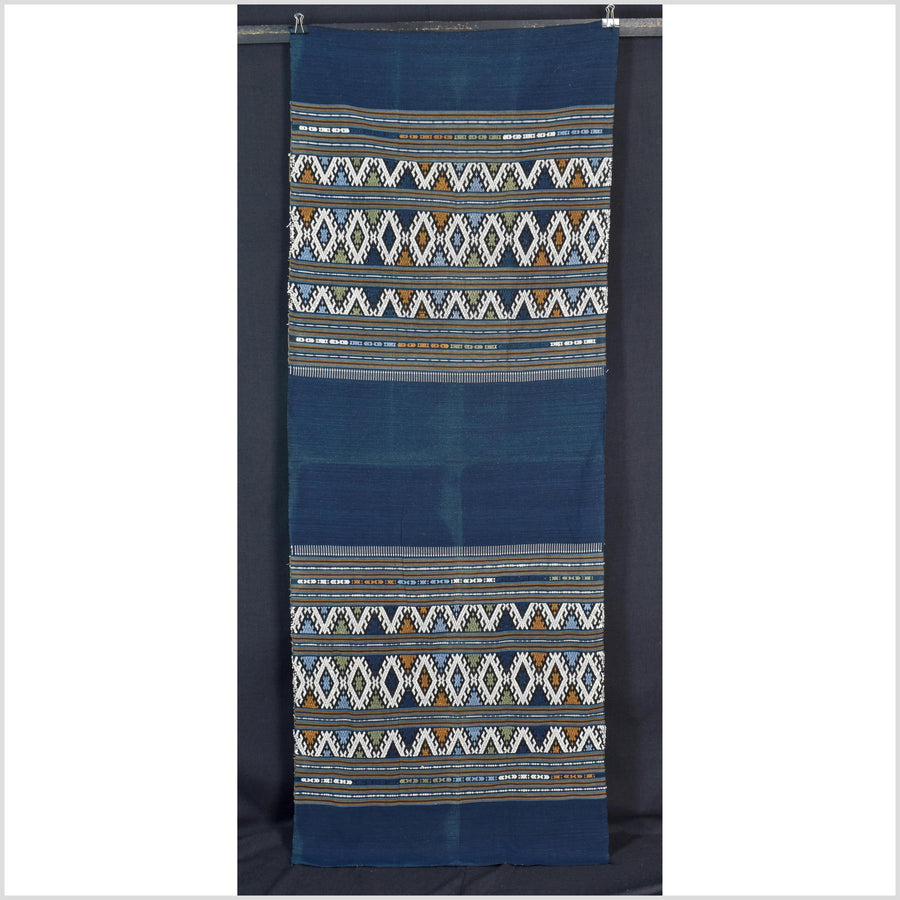 Tribal hilltribe runner tapestry, Laos Tai Lue boho textile, gray, brown, beige wedding gift blanket cotton throw natural dye ethnic decor ii200