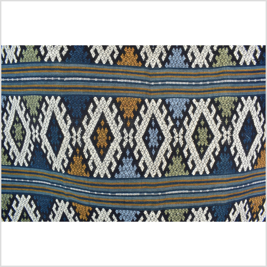Tribal hilltribe runner tapestry, Laos Tai Lue boho textile, gray, brown, beige wedding gift blanket cotton throw natural dye ethnic decor ii200