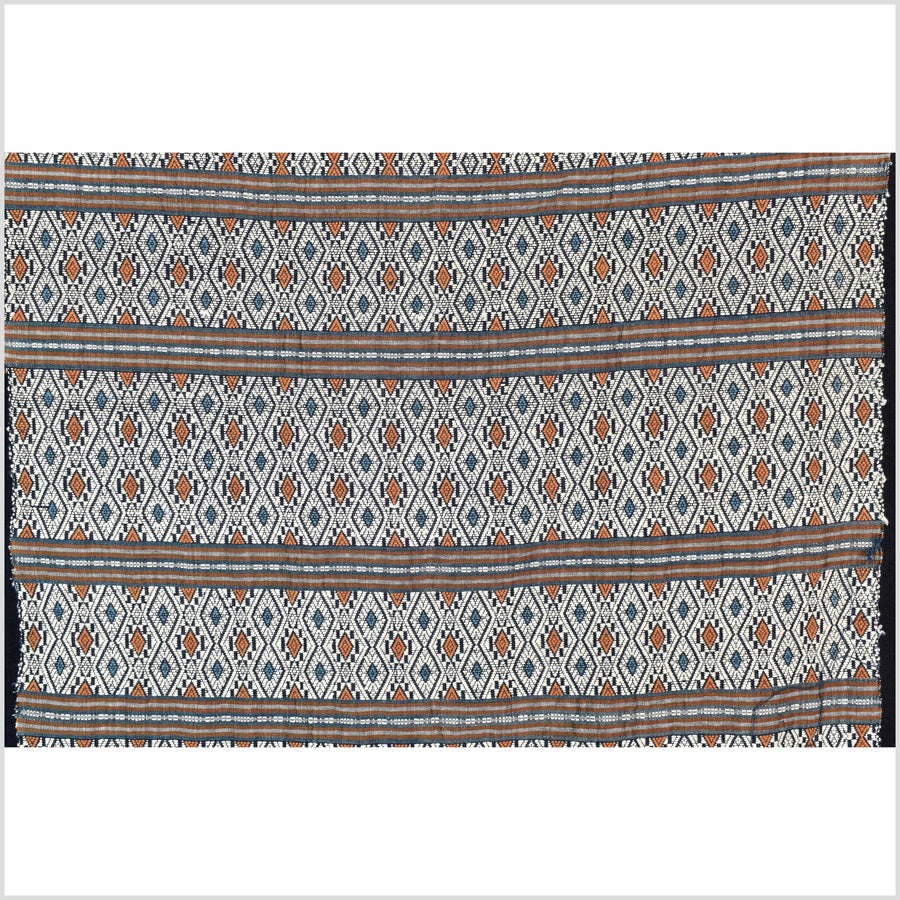 Tribal hilltribe runner tapestry, Laos Tai Lue boho textile, gray, brown, beige wedding gift blanket cotton throw natural dye ethnic decor ii202