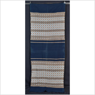 Tribal hilltribe runner tapestry, Laos Tai Lue boho textile, gray, brown, beige wedding gift blanket cotton throw natural dye ethnic decor ii202