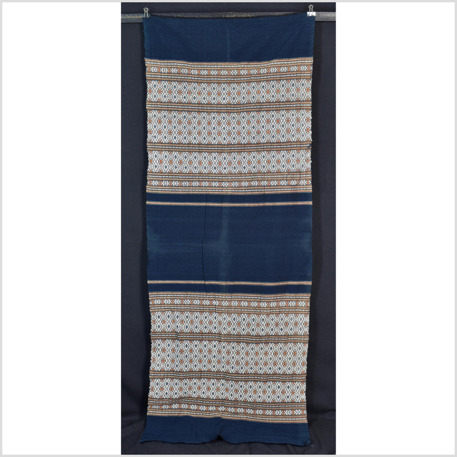 Tribal hilltribe runner tapestry, Laos Tai Lue boho textile, gray, brown, beige wedding gift blanket cotton throw natural dye ethnic decor ii202