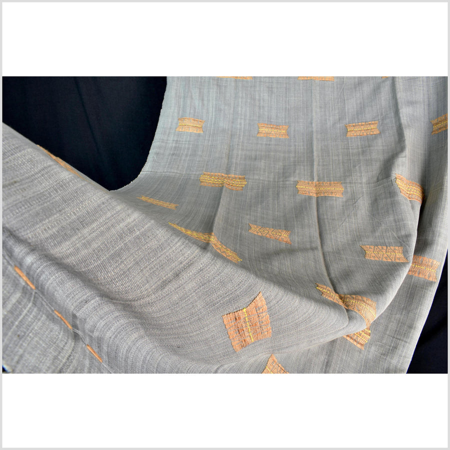 Tribal ethnic Naga tattoo blanket, minimal neutral gray gold, handwoven cotton throw boho Thailand Burma India tapestry ii211