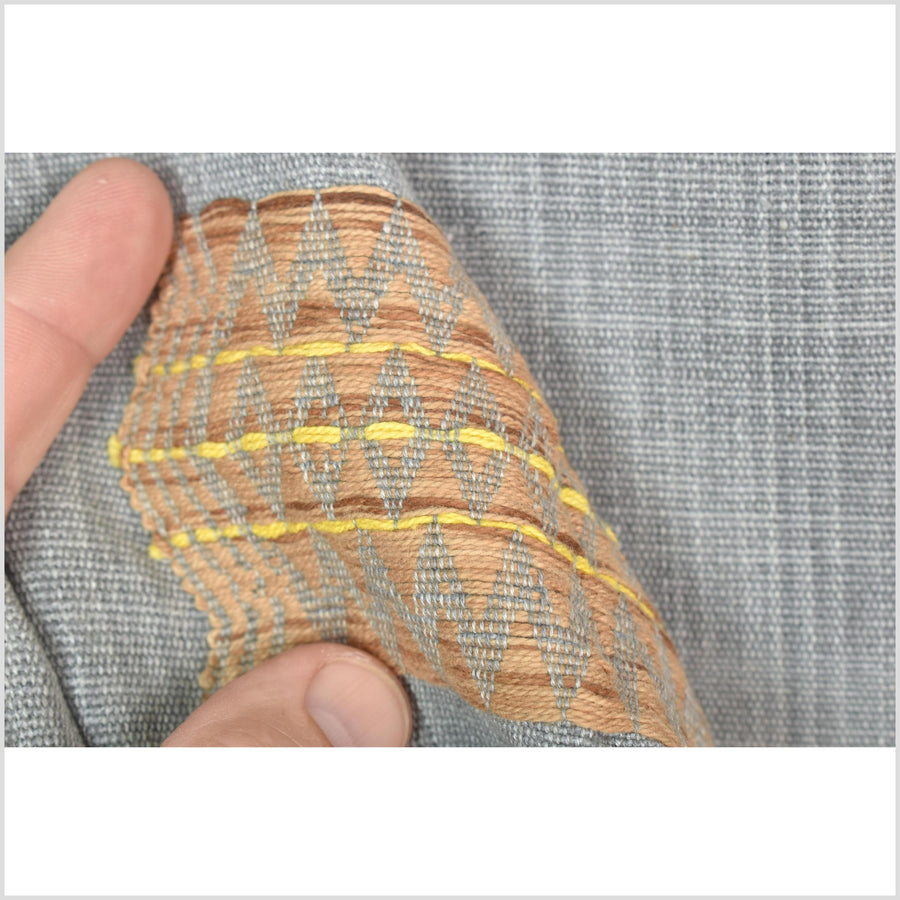 Tribal ethnic Naga tattoo blanket, minimal neutral gray gold, handwoven cotton throw boho Thailand Burma India tapestry ii211