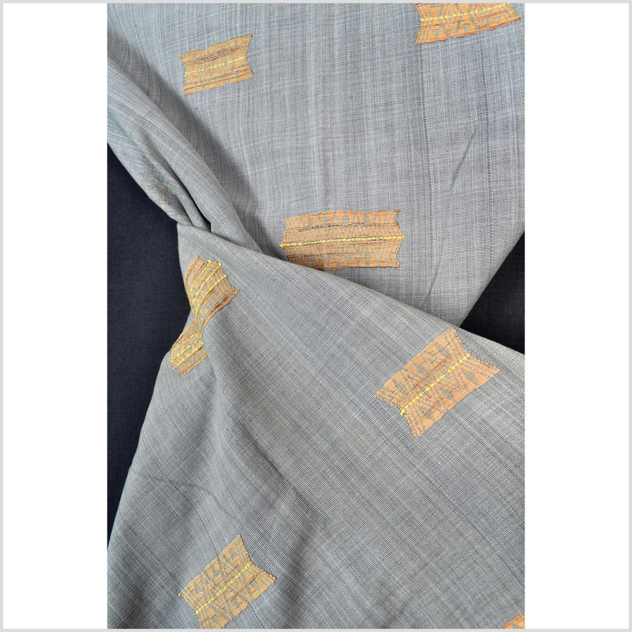 Tribal ethnic Naga tattoo blanket, minimal neutral gray gold, handwoven cotton throw boho Thailand Burma India tapestry ii211
