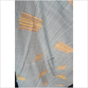 Tribal ethnic Naga tattoo blanket, minimal neutral gray gold, handwoven cotton throw boho Thailand Burma India tapestry ii211