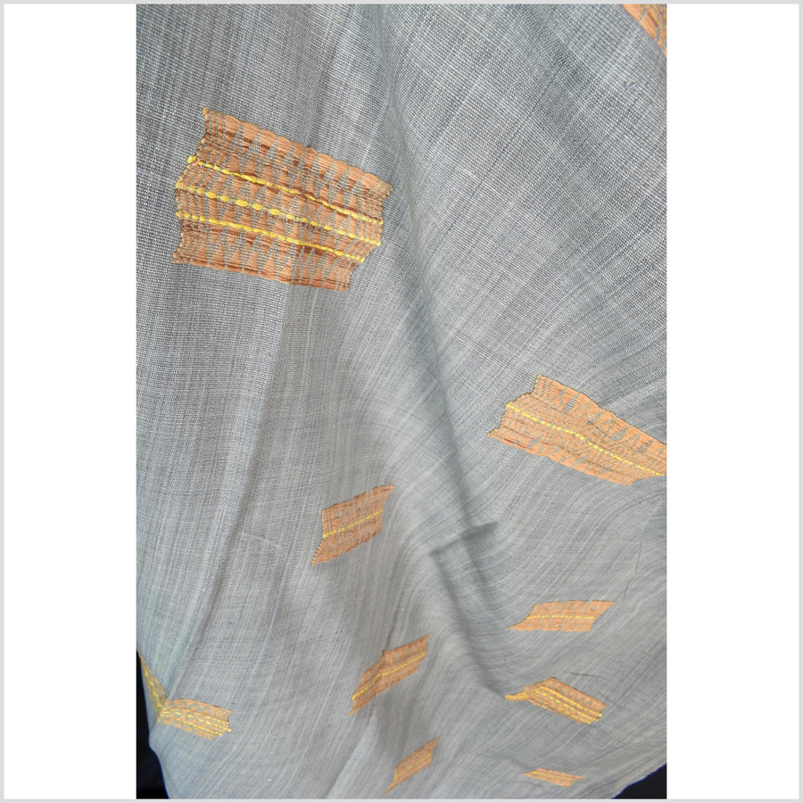 Tribal ethnic Naga tattoo blanket, minimal neutral gray gold, handwoven cotton throw boho Thailand Burma India tapestry ii211