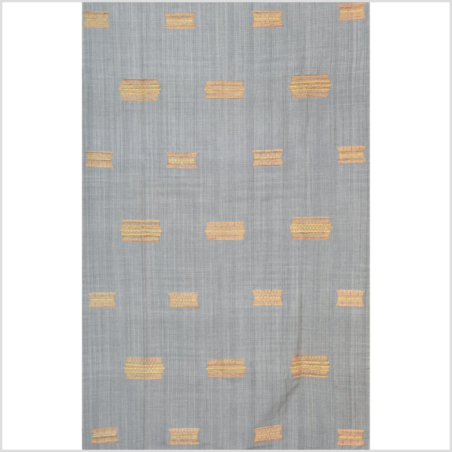 Tribal ethnic Naga tattoo blanket, minimal neutral gray gold, handwoven cotton throw boho Thailand Burma India tapestry ii211