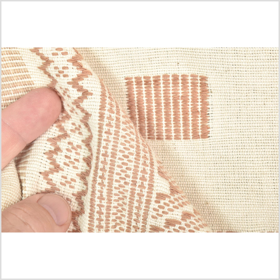 Natural dye, huge, tribal ethnic Naga blanket, minimal neutral natural cream gold, handwoven cotton throw boho Thai Burma India elephant ii212