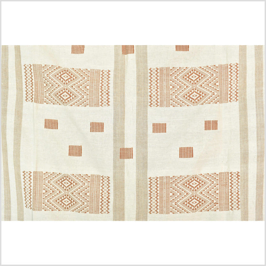 Natural dye, huge, tribal ethnic Naga blanket, minimal neutral natural cream gold, handwoven cotton throw boho Thai Burma India elephant ii212