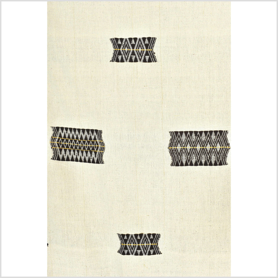 Tribal ethnic Naga tattoo blanket, minimal neutral cream black, handwoven cotton throw boho Thailand Burma India tapestry ii213