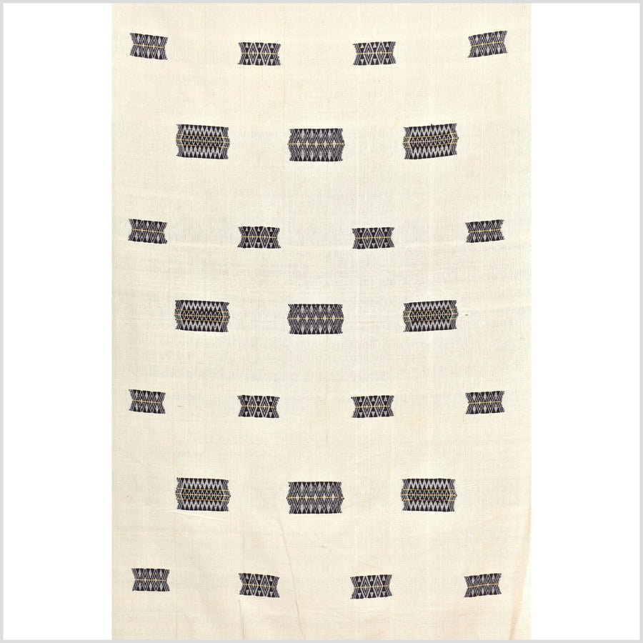 Tribal ethnic Naga tattoo blanket, minimal neutral cream black, handwoven cotton throw boho Thailand Burma India tapestry ii213