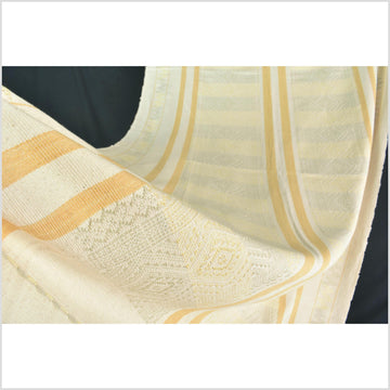 Natural dye, tribal ethnic Naga blanket, minimal neutral natural cream yellow sage, handwoven cotton throw boho Thai Burma India ii219