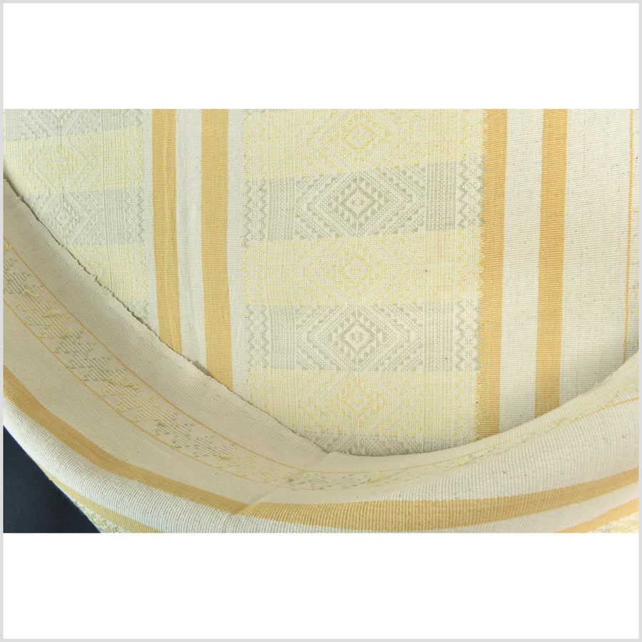 Natural dye, tribal ethnic Naga blanket, minimal neutral natural cream yellow sage, handwoven cotton throw boho Thai Burma India ii219