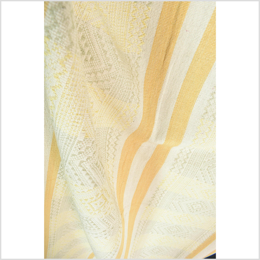 Natural dye, tribal ethnic Naga blanket, minimal neutral natural cream yellow sage, handwoven cotton throw boho Thai Burma India ii219