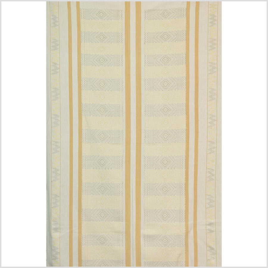 Natural dye, tribal ethnic Naga blanket, minimal neutral natural cream yellow sage, handwoven cotton throw boho Thai Burma India ii219
