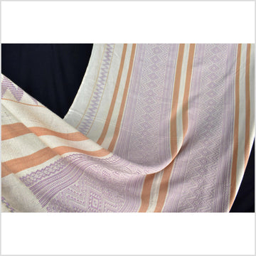 Natural dye, tribal ethnic Naga blanket, minimal neutral natural gray purple cantaloupe, handwoven cotton throw boho Thai Burma India ii222