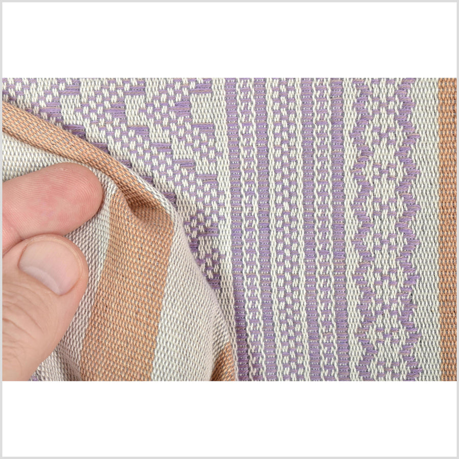 Natural dye, tribal ethnic Naga blanket, minimal neutral natural gray purple cantaloupe, handwoven cotton throw boho Thai Burma India ii222