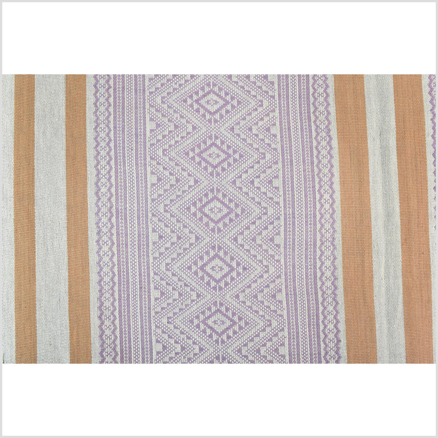 Natural dye, tribal ethnic Naga blanket, minimal neutral natural gray purple cantaloupe, handwoven cotton throw boho Thai Burma India ii222