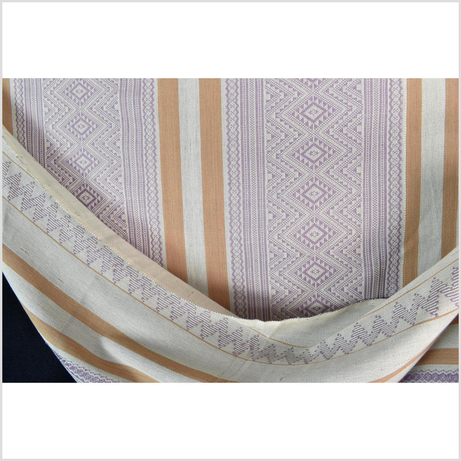Natural dye, tribal ethnic Naga blanket, minimal neutral natural gray purple cantaloupe, handwoven cotton throw boho Thai Burma India ii222