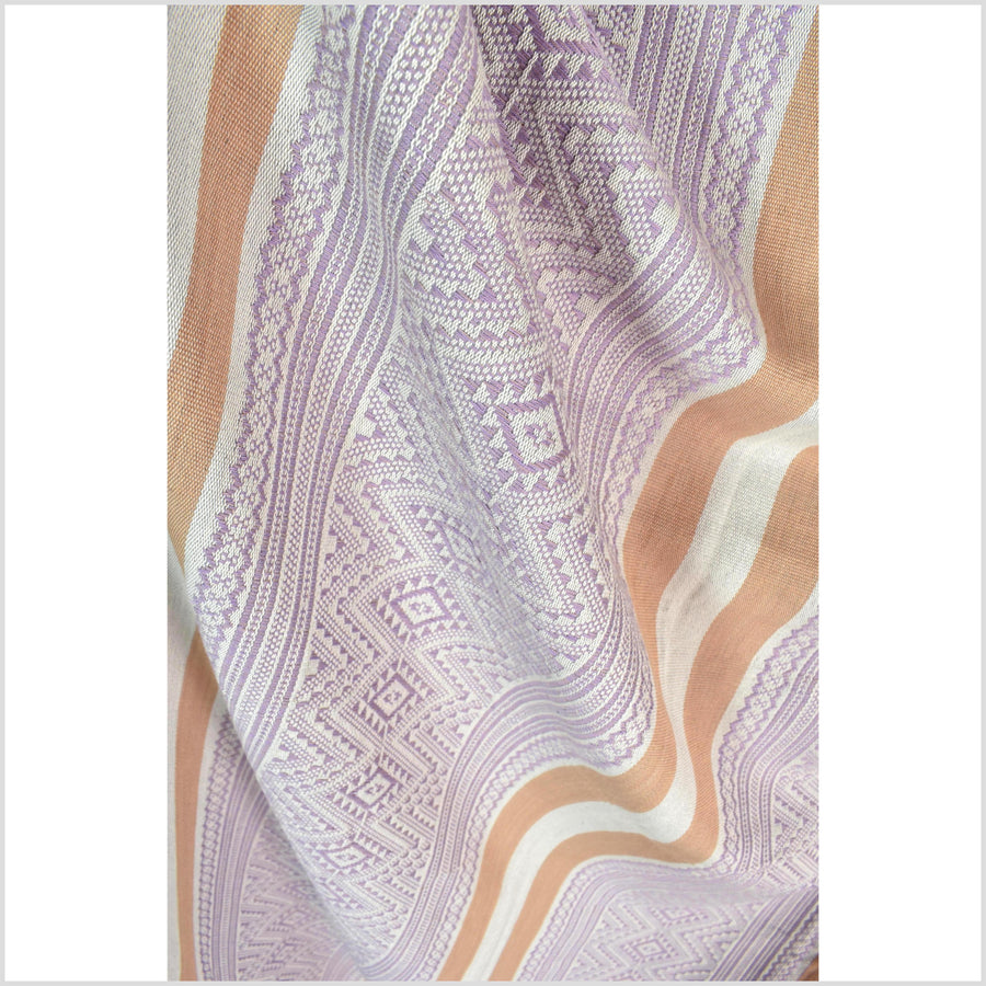 Natural dye, tribal ethnic Naga blanket, minimal neutral natural gray purple cantaloupe, handwoven cotton throw boho Thai Burma India ii222