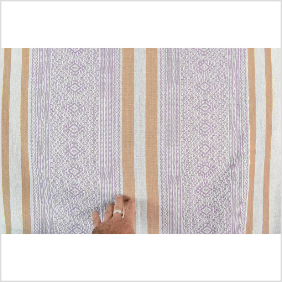 Natural dye, tribal ethnic Naga blanket, minimal neutral natural gray purple cantaloupe, handwoven cotton throw boho Thai Burma India ii222