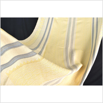 Natural dye, huge, tribal ethnic Naga blanket, cream gold blue, handwoven cotton throw boho Thai Burma India ii224