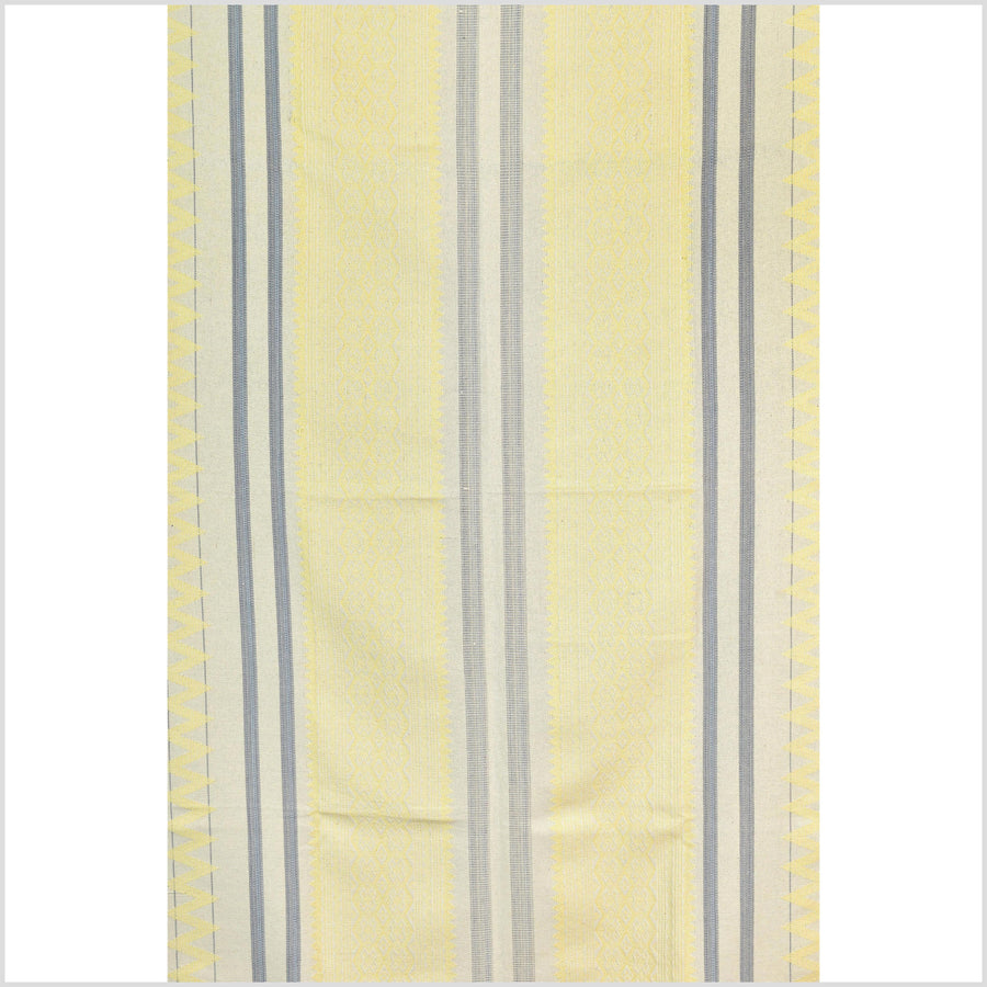 Natural dye, huge, tribal ethnic Naga blanket, cream gold blue, handwoven cotton throw boho Thai Burma India ii224