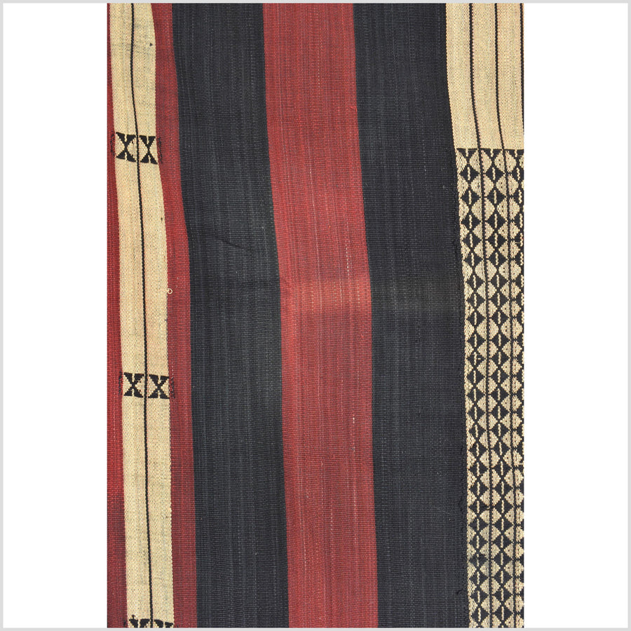 Spectacular vintage tribal home decor ethnic Naga blanket, natural dye, handwoven cotton throw boho Thailand Burma India tapestry II56