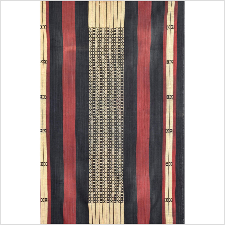 Spectacular vintage tribal home decor ethnic Naga blanket, natural dye, handwoven cotton throw boho Thailand Burma India tapestry II56