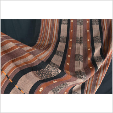 Vintage tribal home decor ethnic Naga blanket, handwoven cotton throw boho Thailand Burma India tapestry II84