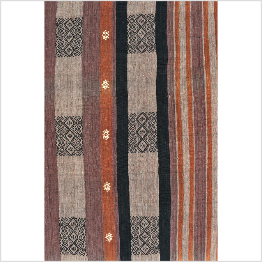 Vintage tribal home decor ethnic Naga blanket, handwoven cotton throw boho Thailand Burma India tapestry II84