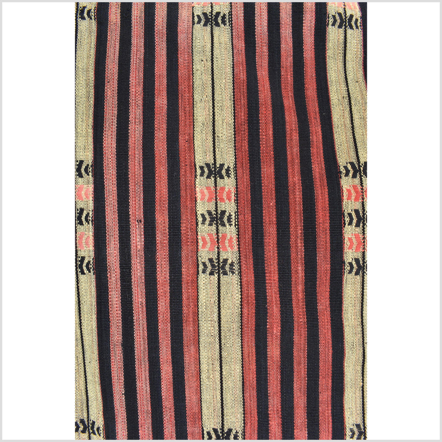Handsome tribal home decor ethnic Naga blanket, geometric stripe, handwoven cotton throw boho Thailand Burma India tapestry II91