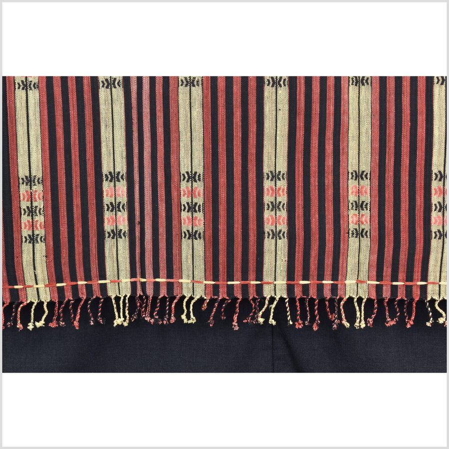 Handsome tribal home decor ethnic Naga blanket, geometric stripe, handwoven cotton throw boho Thailand Burma India tapestry II91