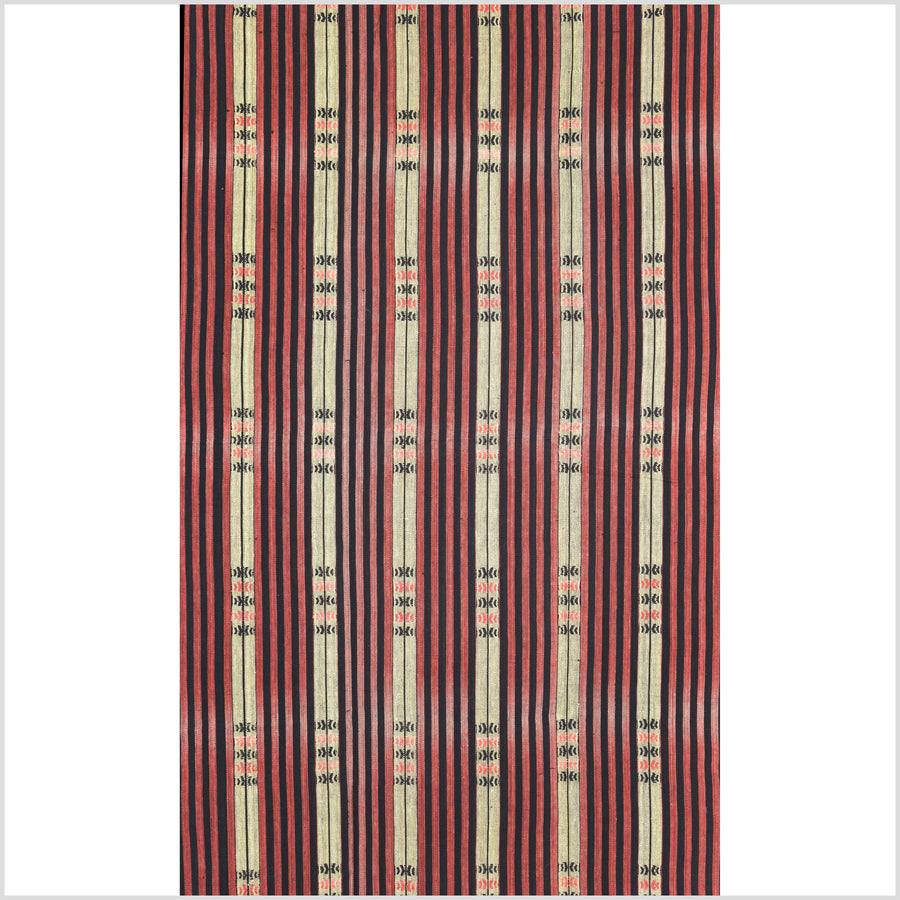 Handsome tribal home decor ethnic Naga blanket, geometric stripe, handwoven cotton throw boho Thailand Burma India tapestry II91