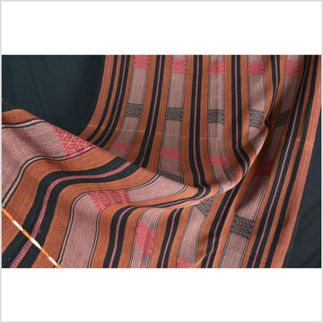 Vintage tribal home decor ethnic Naga blanket, handwoven cotton throw boho Thailand Burma India tapestry II94
