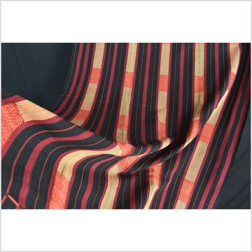 Bold pattern tribal home decor ethnic Naga blanket, geometric stripe, handwoven cotton throw boho Thailand Burma India tapestry II95