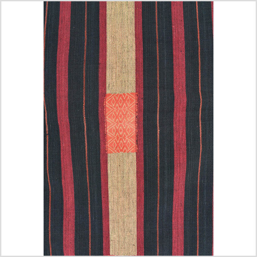 Bold pattern tribal home decor ethnic Naga blanket, geometric stripe, handwoven cotton throw boho Thailand Burma India tapestry II95