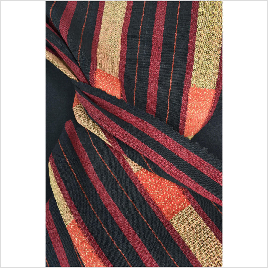 Bold pattern tribal home decor ethnic Naga blanket, geometric stripe, handwoven cotton throw boho Thailand Burma India tapestry II95