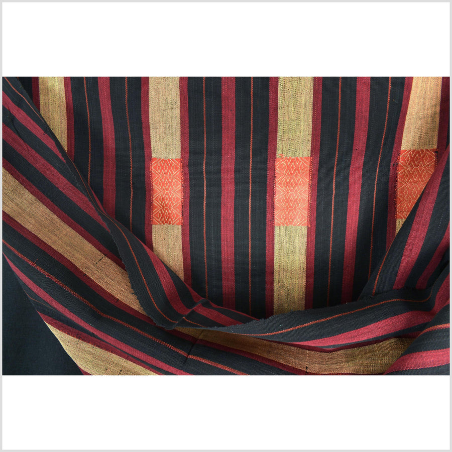Bold pattern tribal home decor ethnic Naga blanket, geometric stripe, handwoven cotton throw boho Thailand Burma India tapestry II95