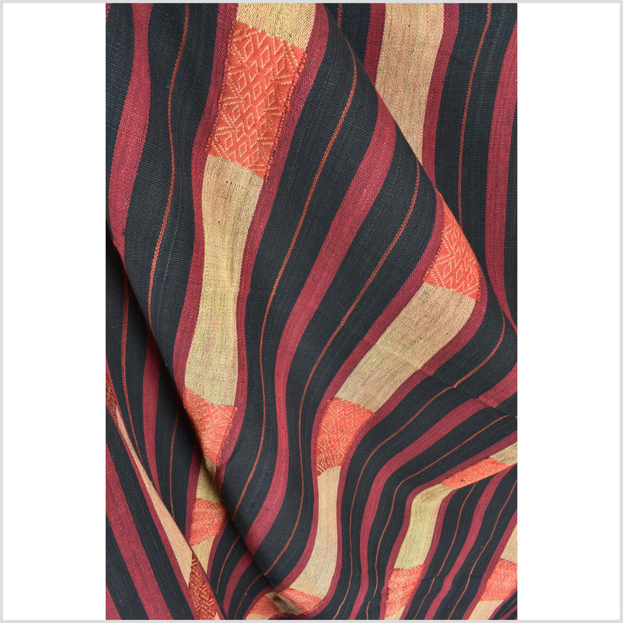 Bold pattern tribal home decor ethnic Naga blanket, geometric stripe, handwoven cotton throw boho Thailand Burma India tapestry II95