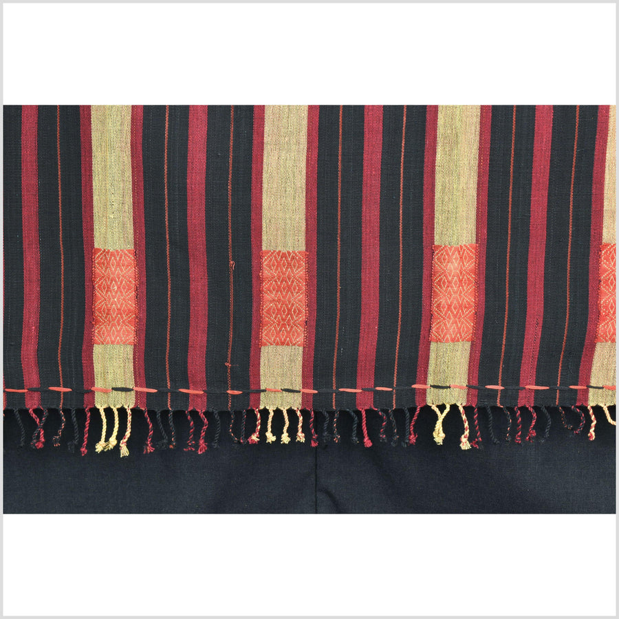 Bold pattern tribal home decor ethnic Naga blanket, geometric stripe, handwoven cotton throw boho Thailand Burma India tapestry II95